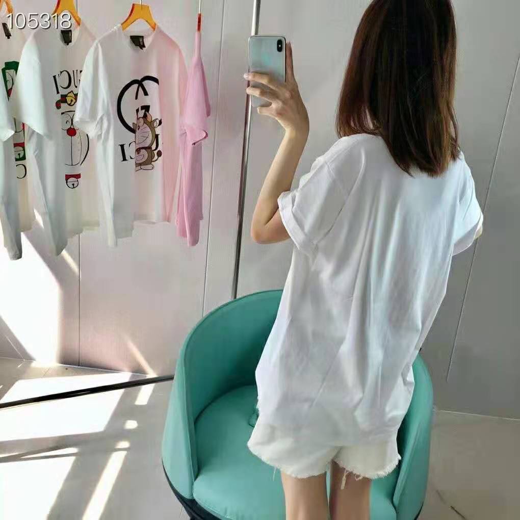 G*u*i women doraemon x G*u*i oversize t-shirt ivory cotton jersey crewneck-blue