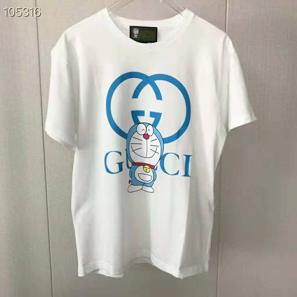 G*u*i women doraemon x G*u*i oversize t-shirt ivory cotton jersey crewneck-blue