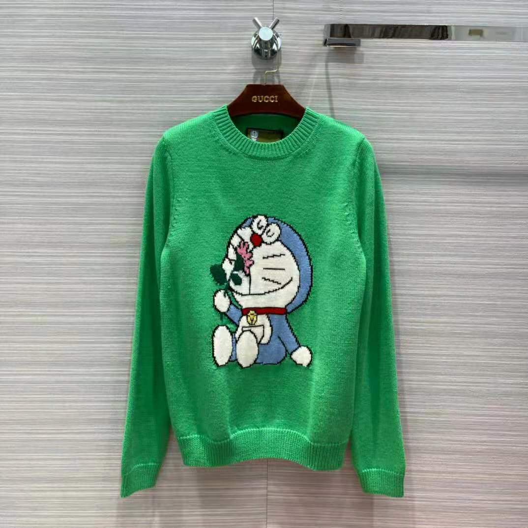 G*u*i men doraemon x G*u*i wool sweater green wool crewneck