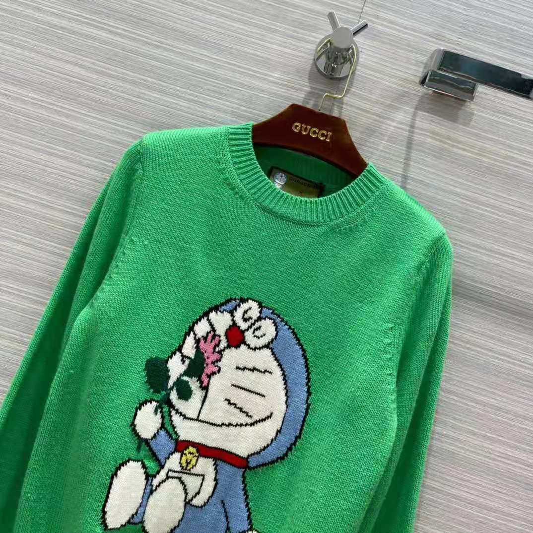 G*u*i men doraemon x G*u*i wool sweater green wool crewneck