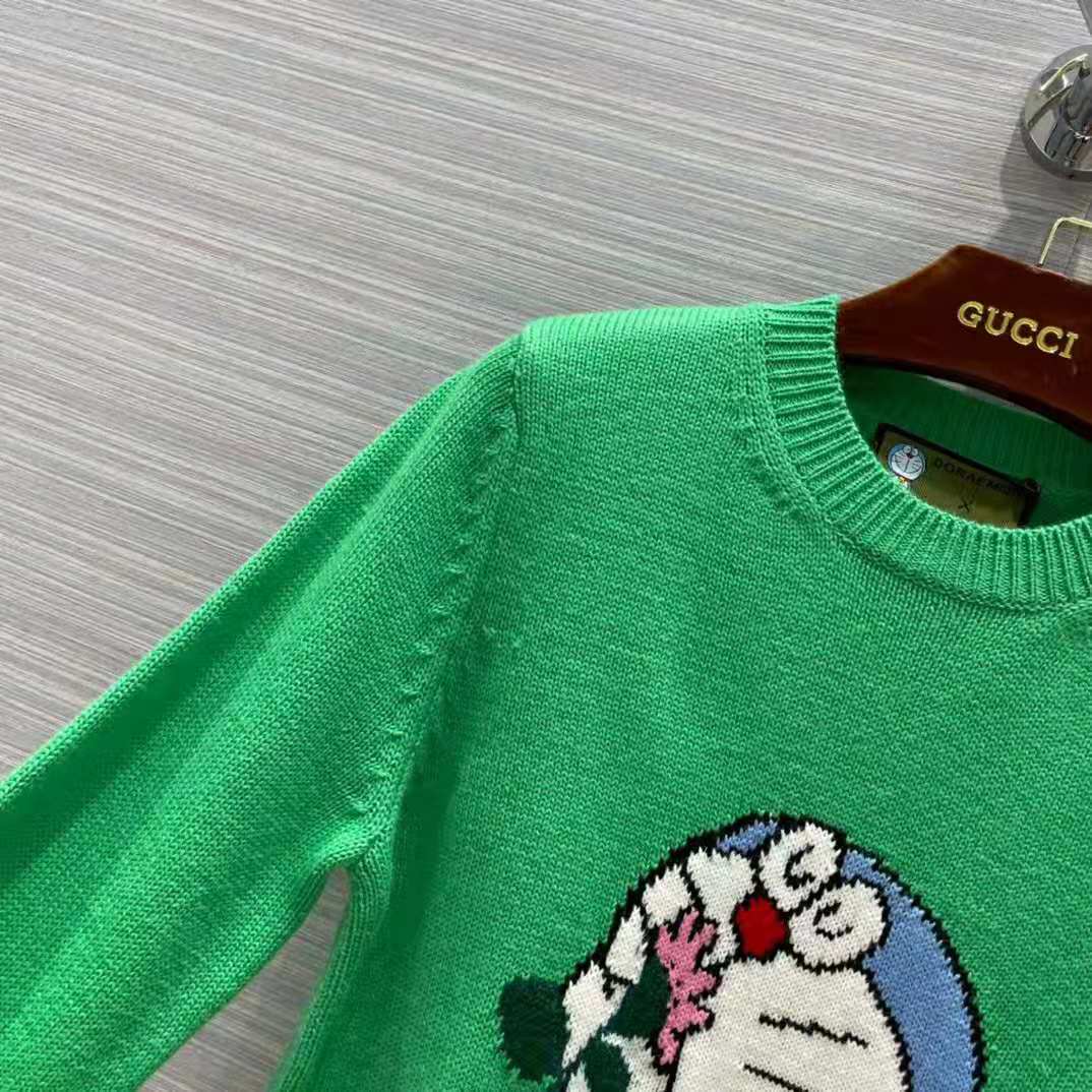 G*u*i men doraemon x G*u*i wool sweater green wool crewneck