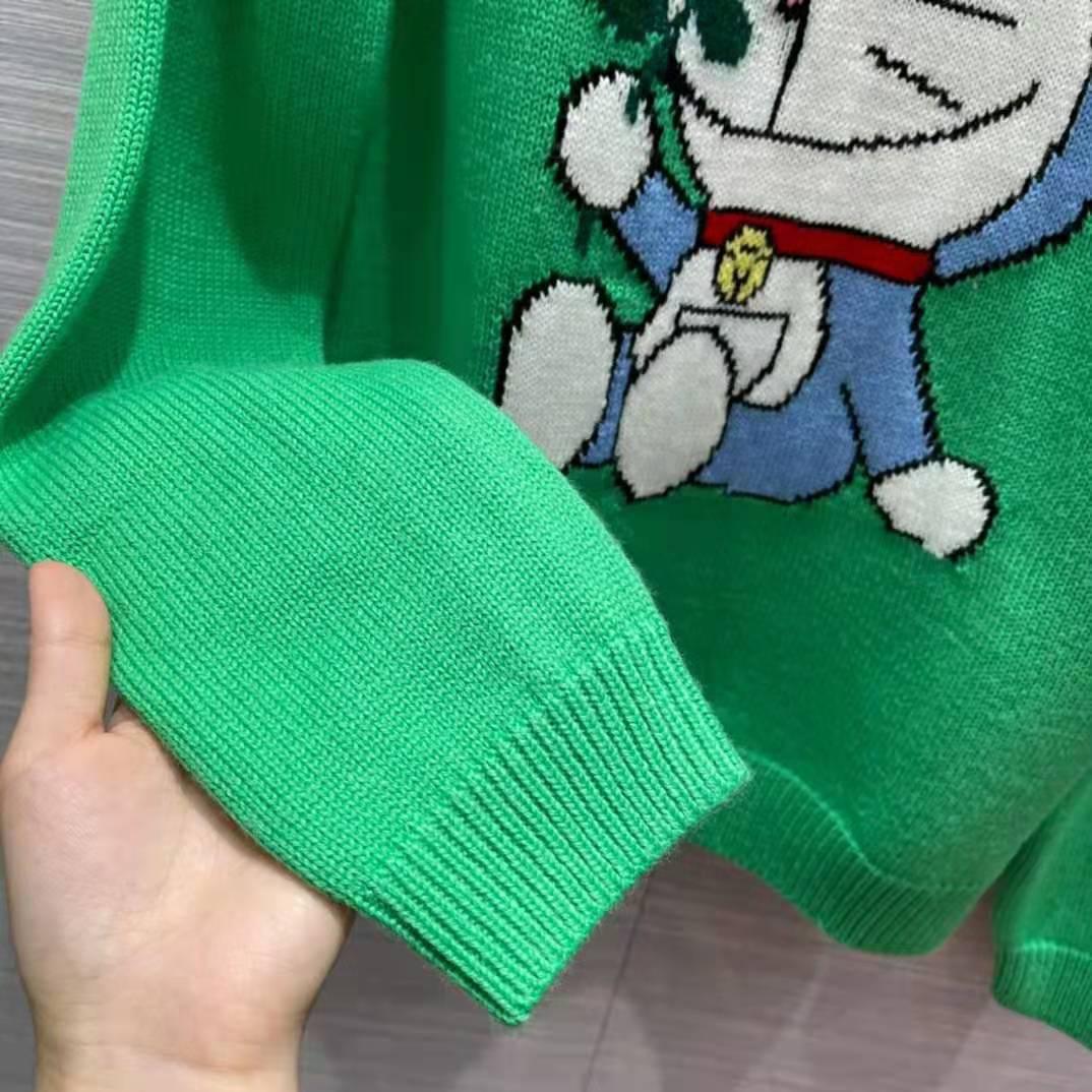 G*u*i men doraemon x G*u*i wool sweater green wool crewneck