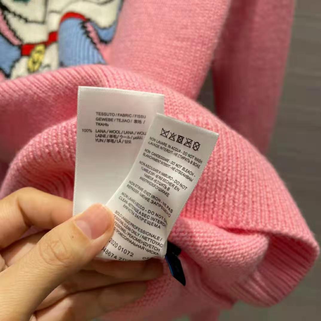 G*u*i women doraemon x G*u*i wool sweater pink wool crewneck
