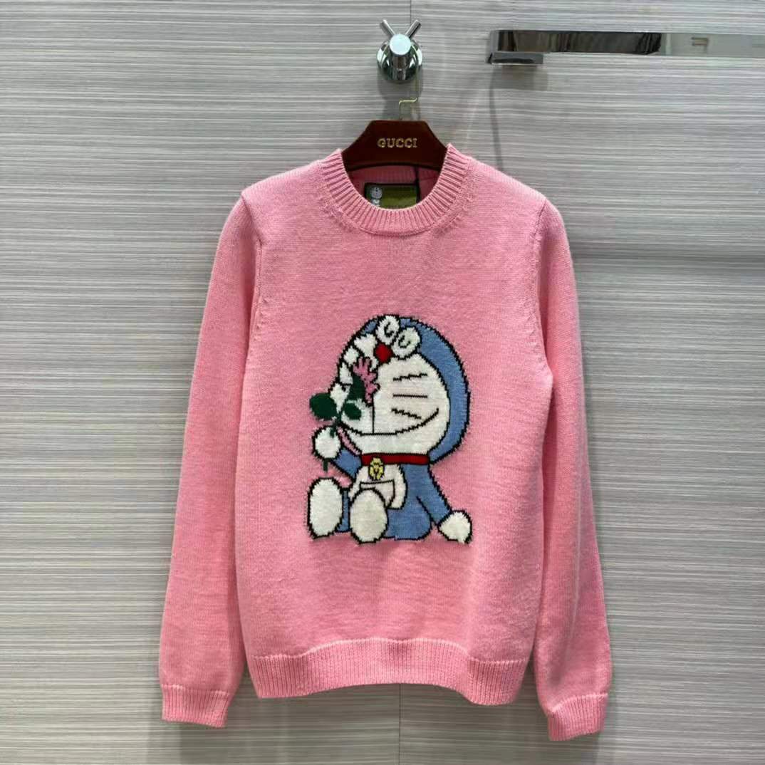 G*u*i women doraemon x G*u*i wool sweater pink wool crewneck