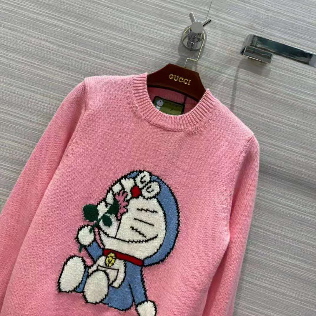 G*u*i women doraemon x G*u*i wool sweater pink wool crewneck