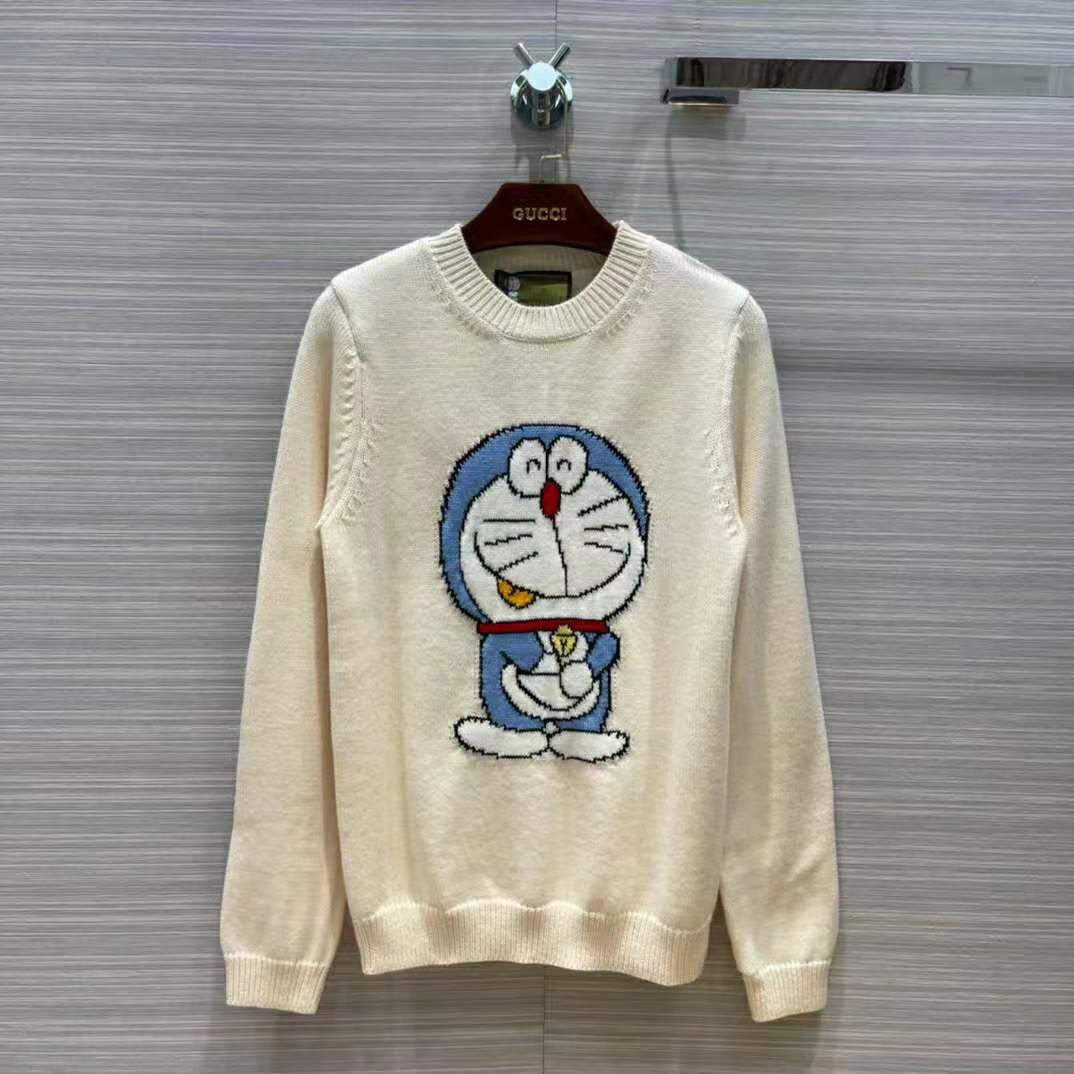 G*u*i men doraemon x G*u*i wool sweater white crewneck