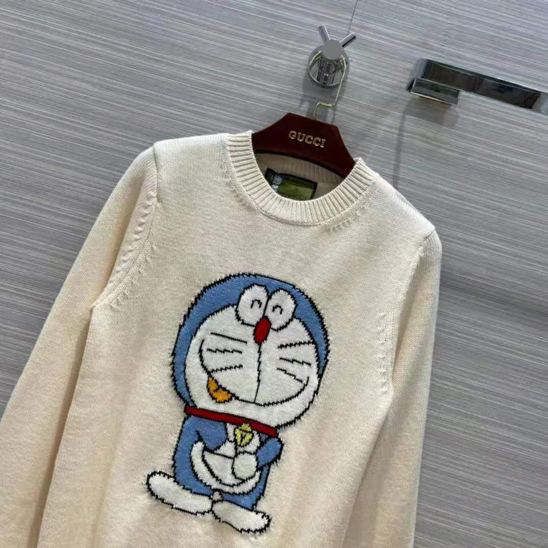 G*u*i men doraemon x G*u*i wool sweater white crewneck