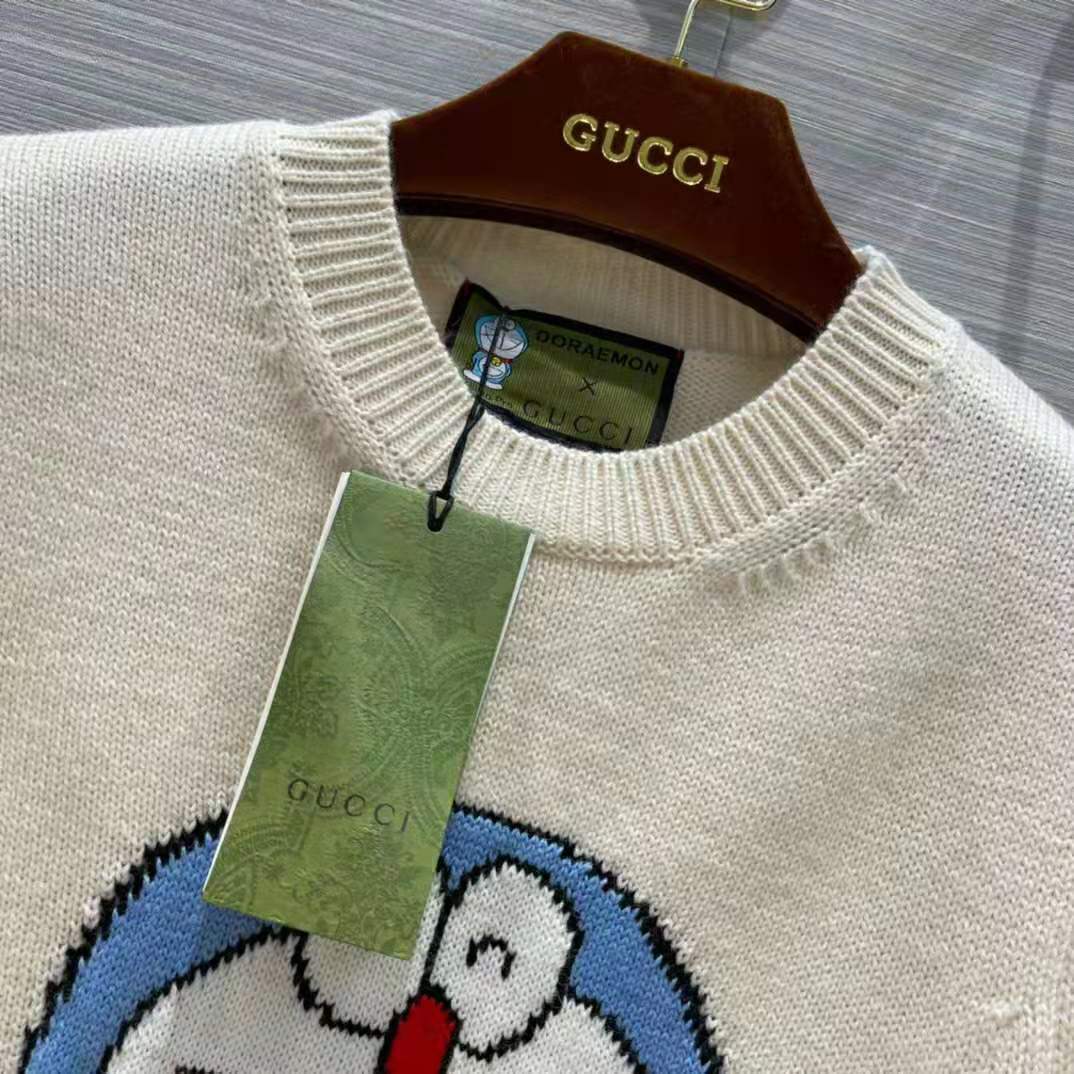 G*u*i men doraemon x G*u*i wool sweater white crewneck