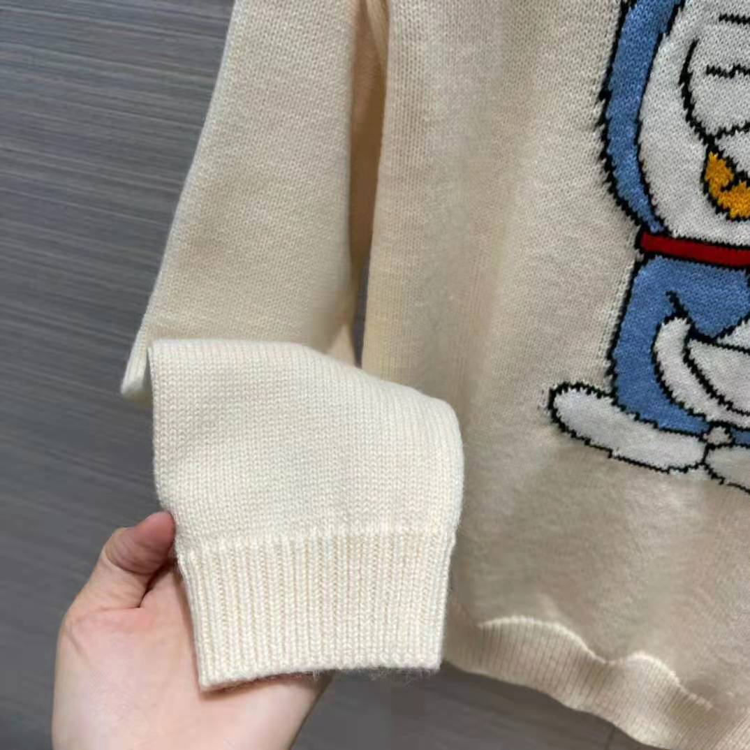 G*u*i men doraemon x G*u*i wool sweater white crewneck