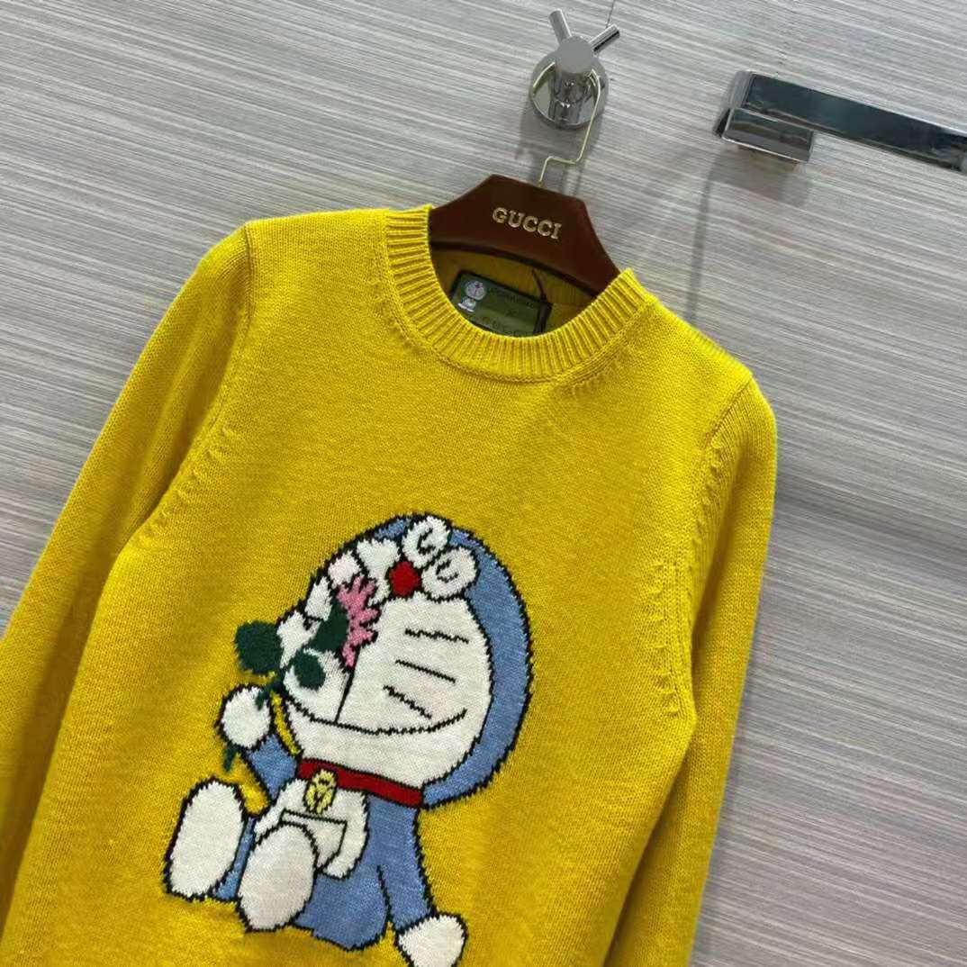 G*u*i women doraemon x G*u*i wool sweater yellow wool crewneck