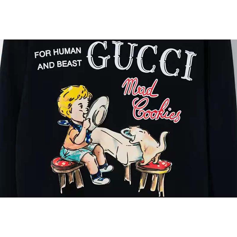 G*u*i men G*u*i ‘mad cookies’ print sweatshirt cotton crewneck slim fit-black