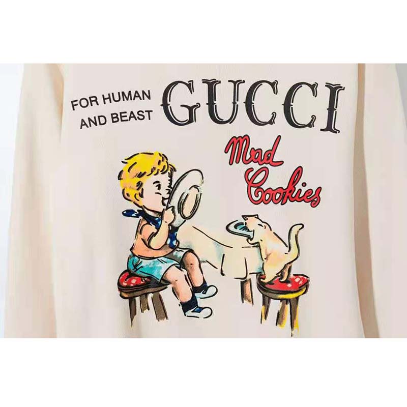G*u*i women G*u*i ‘mad cookies’ print sweatshirt cotton crewneck slim fit-white