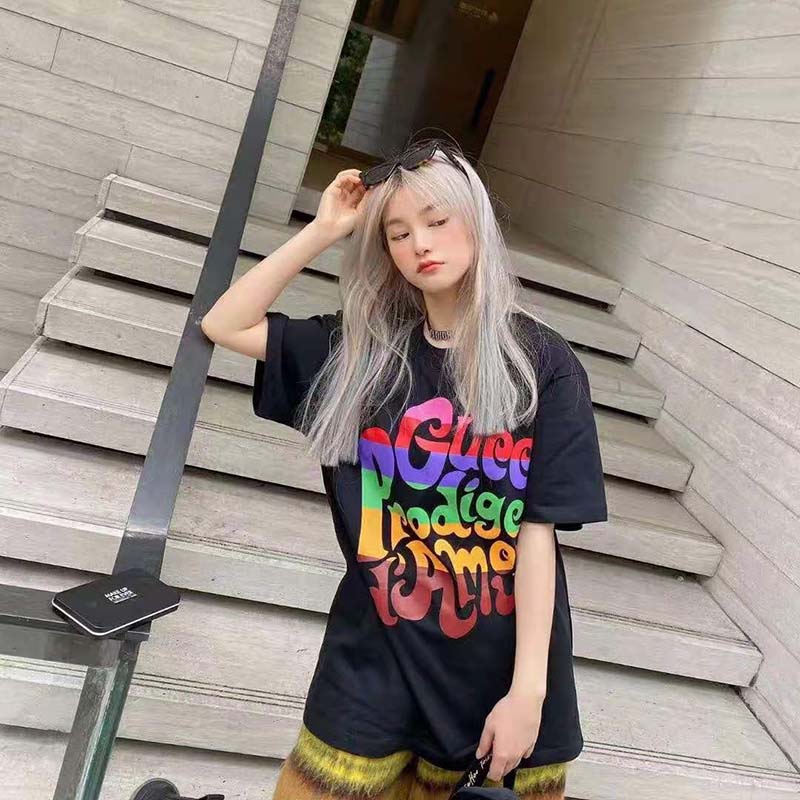 G*u*i women G*u*i prodige d’amour print t-shirt cotton crewneck oversize fit-black
