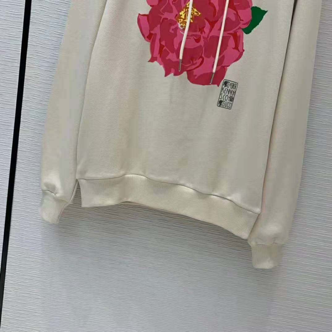 G*u*i men ken scott print cotton hooded sweatshirt fixed hood oversize fit cotton
