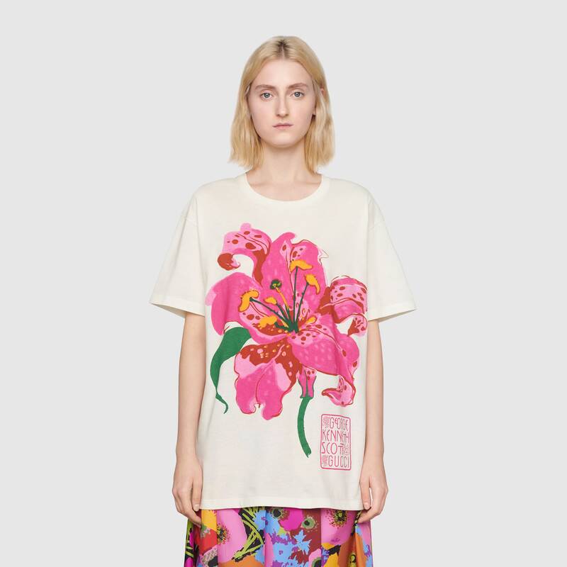 G*u*i women ken scott print cotton t-shirt crewneck oversize fit
