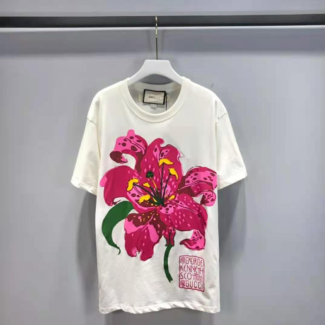 G*u*i men ken scott print cotton t-shirt crewneck oversize fit