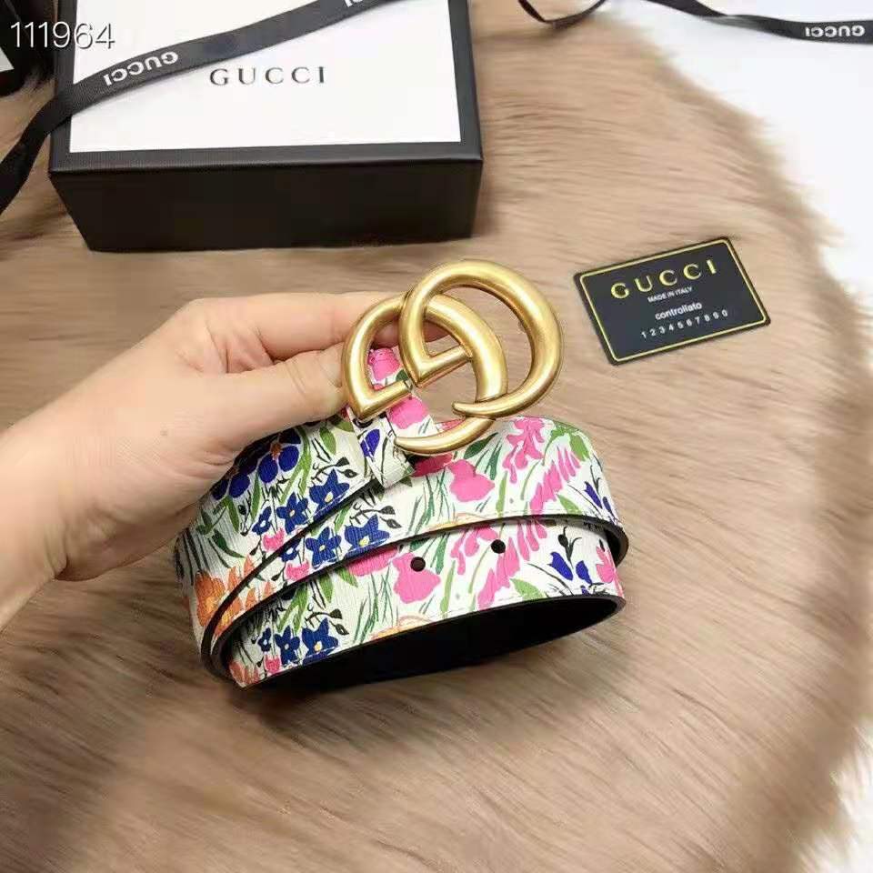G*u*i women ken scott print gg marmont belt double g buckle 4 cm width