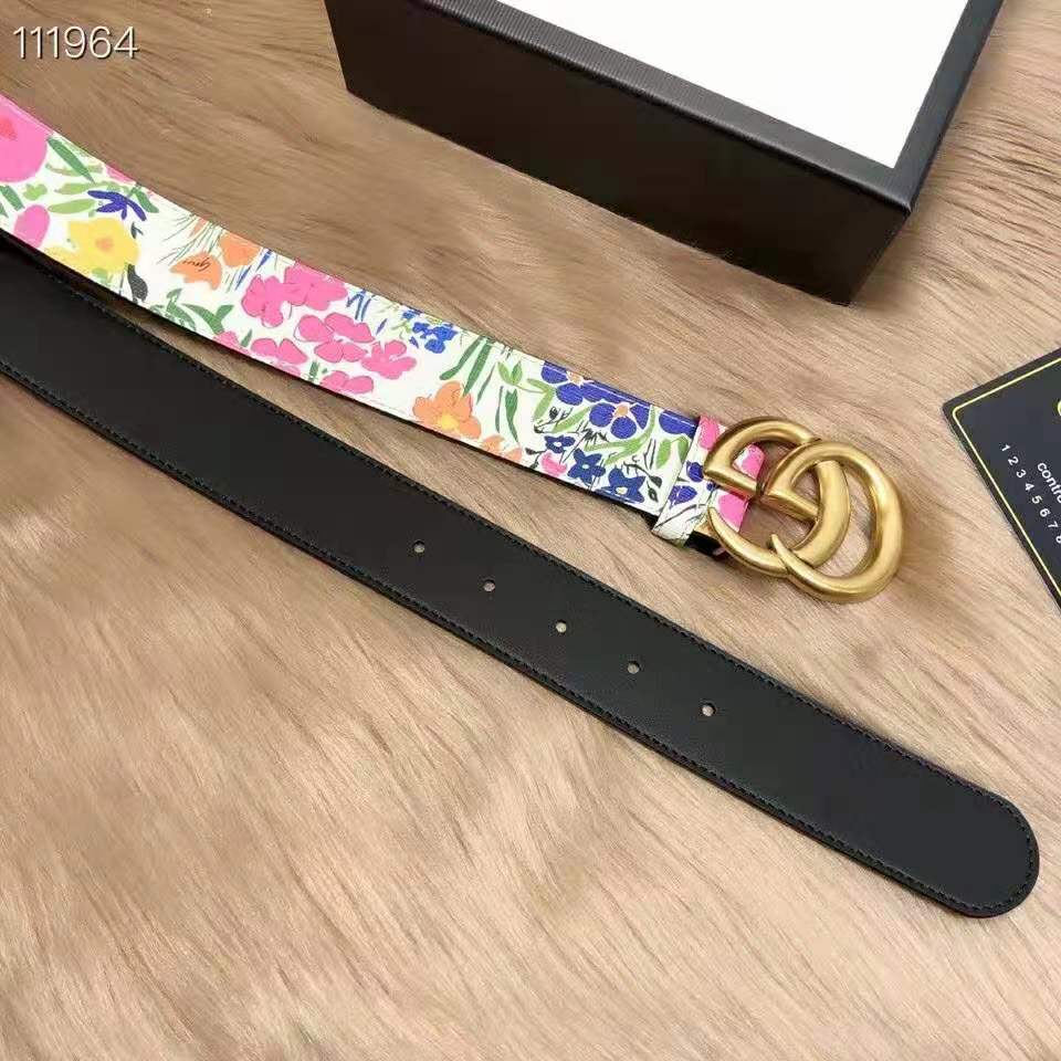 G*u*i women ken scott print gg marmont belt double g buckle 4 cm width