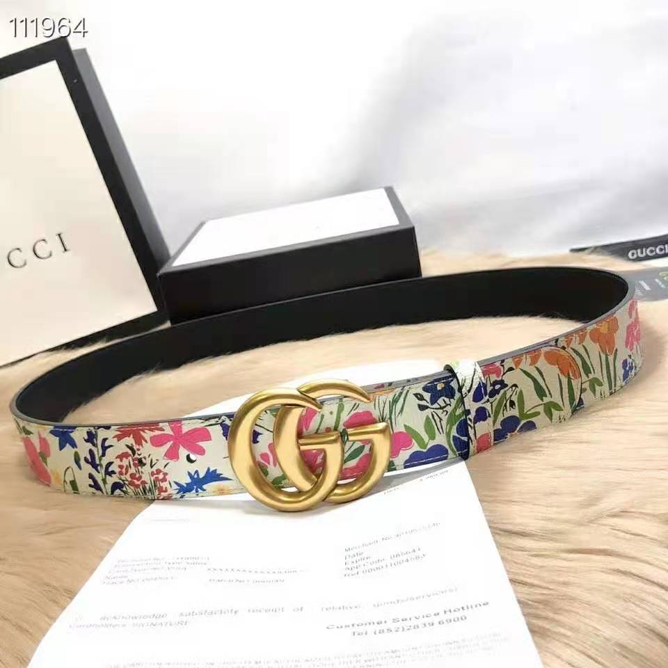 G*u*i women ken scott print gg marmont belt double g buckle 4 cm width