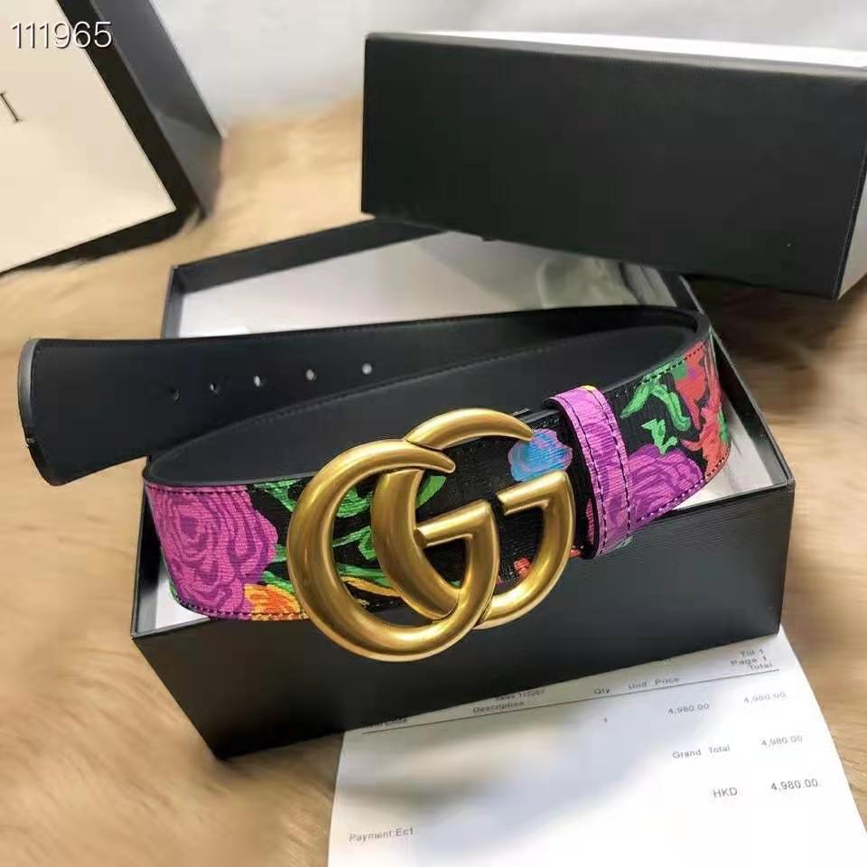 G*u*i women ken scott print gg marmont belt double g buckle 4 cm width-black