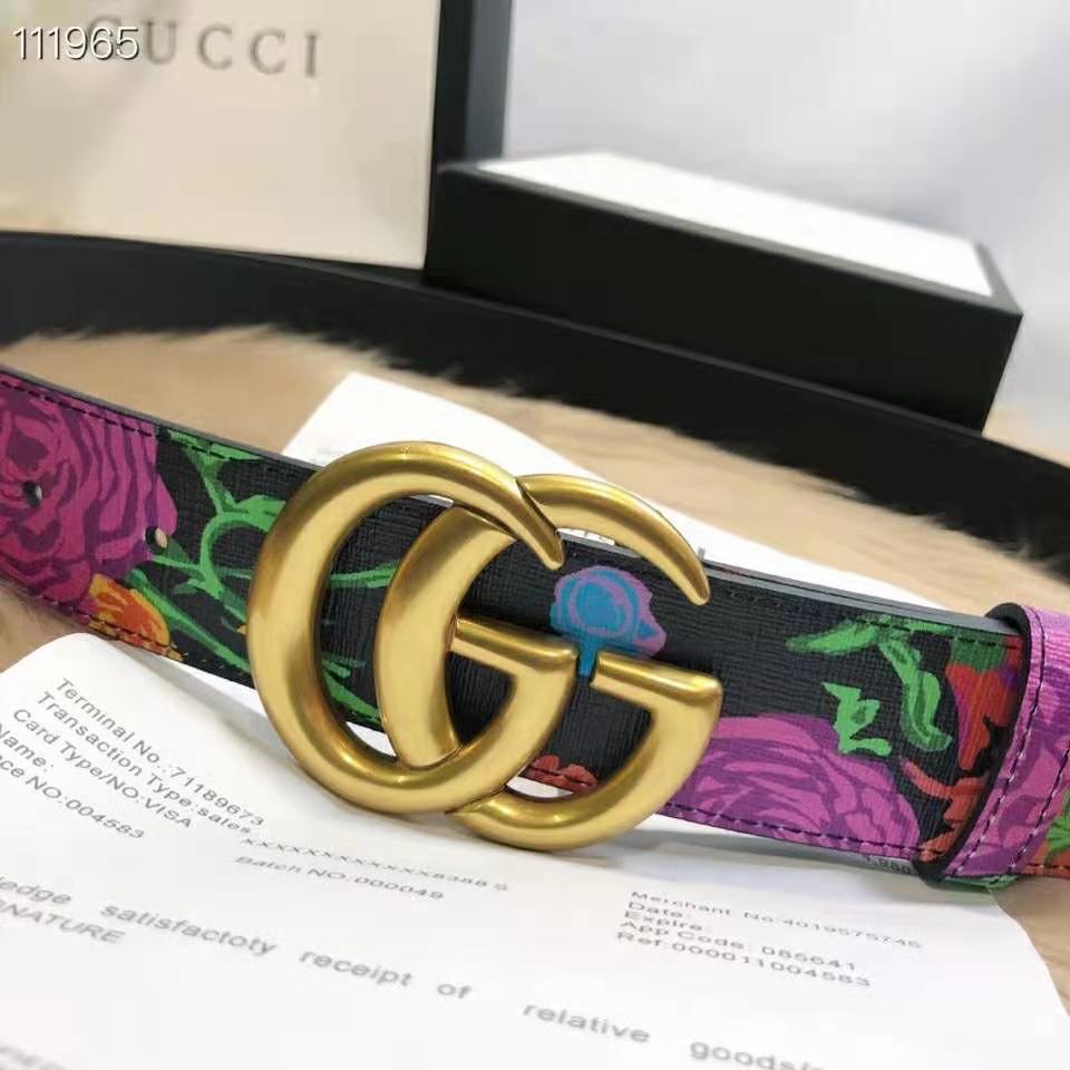 G*u*i women ken scott print gg marmont belt double g buckle 4 cm width-black