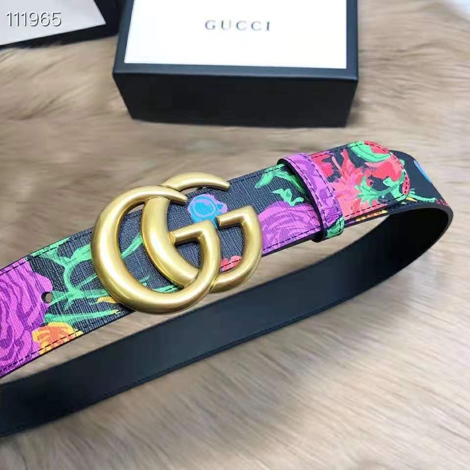G*u*i women ken scott print gg marmont belt double g buckle 4 cm width-black