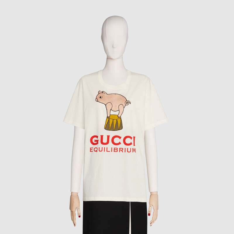 G*u*i women piglet patch oversize t-shirt cotton jersey crewneck oversize fit-white