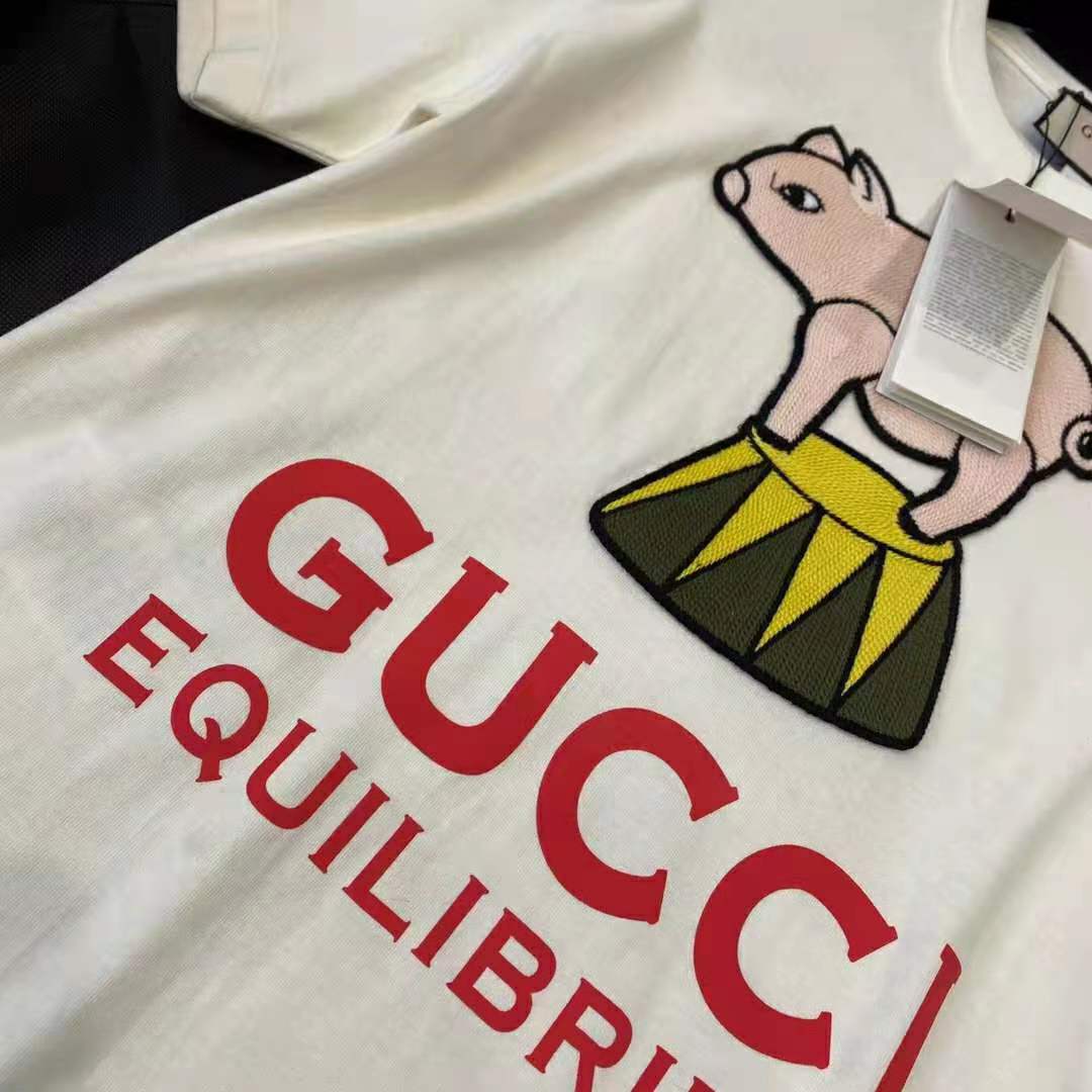 G*u*i women piglet patch oversize t-shirt cotton jersey crewneck oversize fit-white