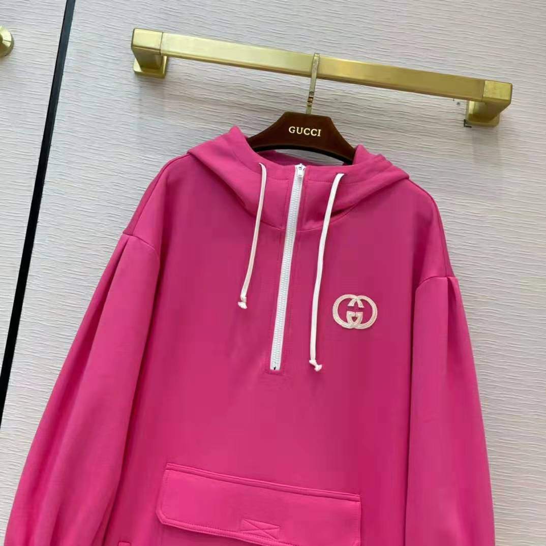 G*u*i women polyester jersey hooded sweatshirt interlocking g fixed hood-pink