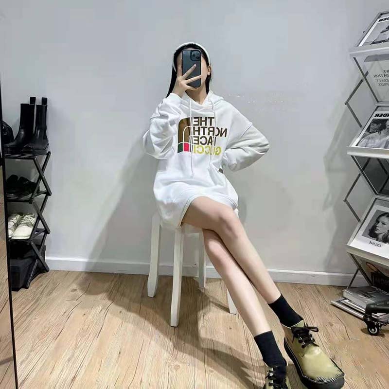 G*u*i women the north face x G*u*i cotton sweatshirt crewneck long sleeves-white