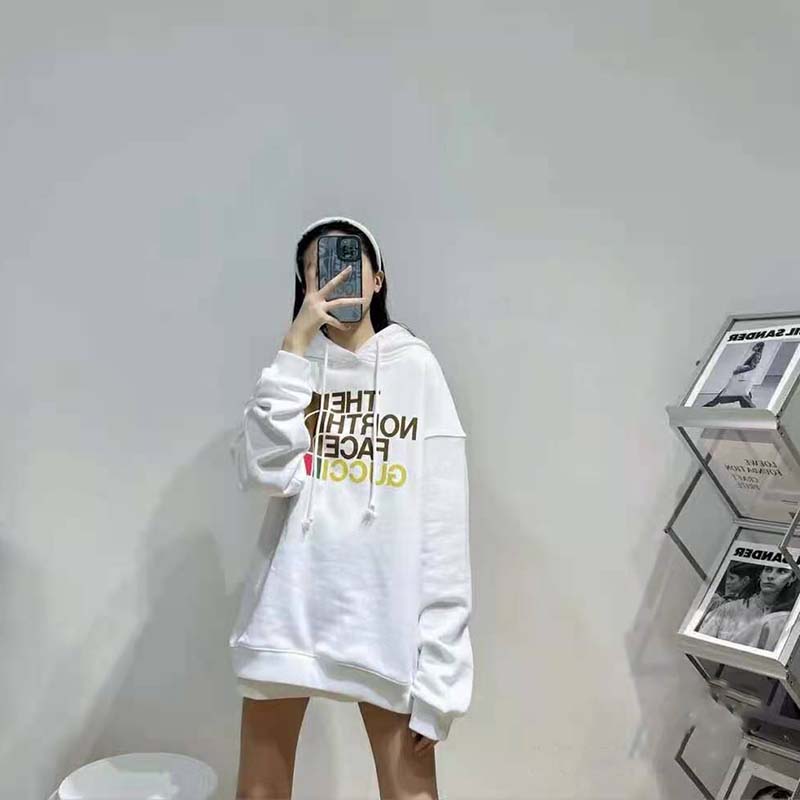 G*u*i women the north face x G*u*i cotton sweatshirt crewneck long sleeves-white