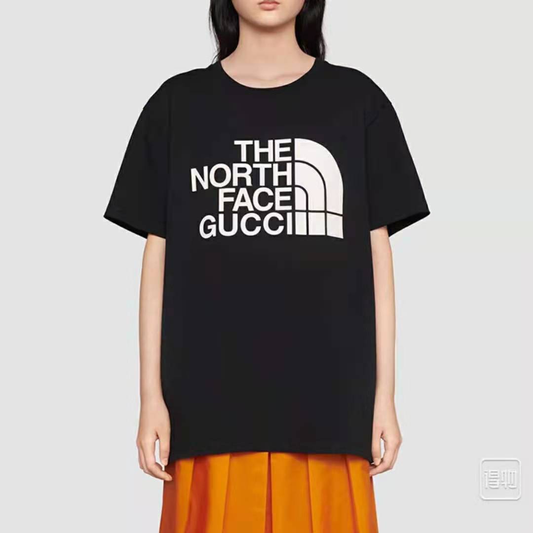 G*u*i women the north face x G*u*i cotton t-shirt black jersey crewneck oversize fit