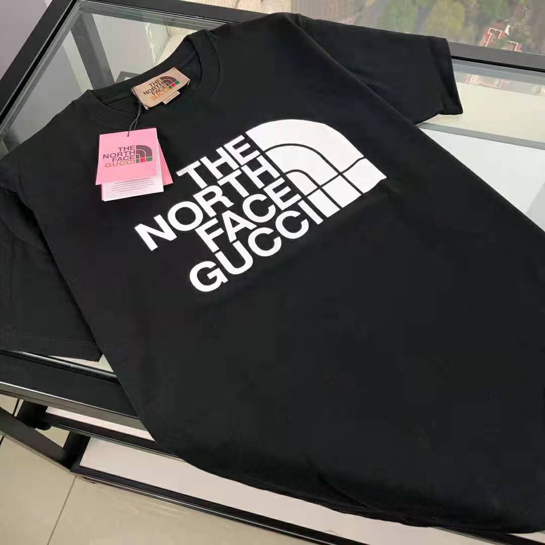 G*u*i women the north face x G*u*i cotton t-shirt black jersey crewneck oversize fit