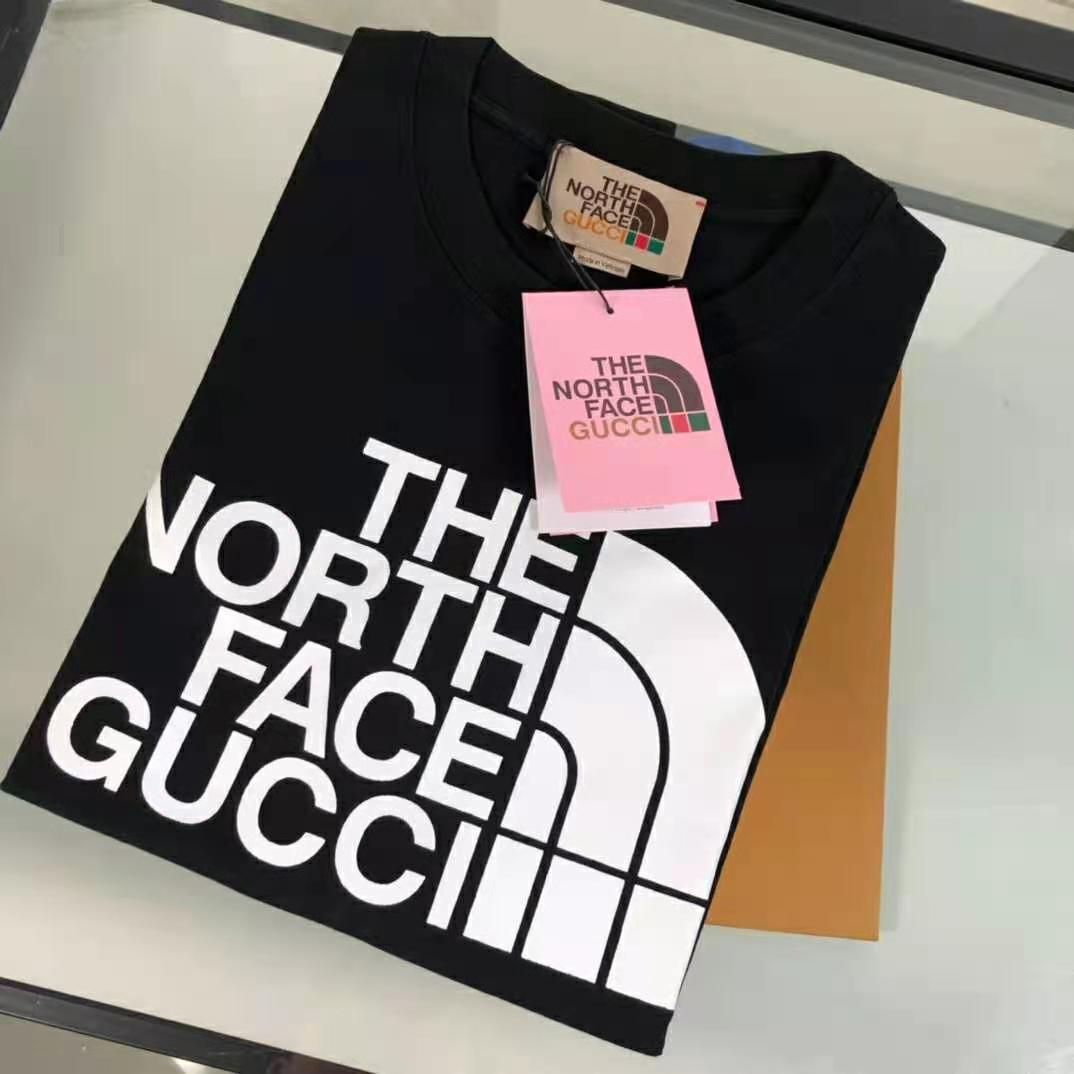 G*u*i women the north face x G*u*i cotton t-shirt black jersey crewneck oversize fit