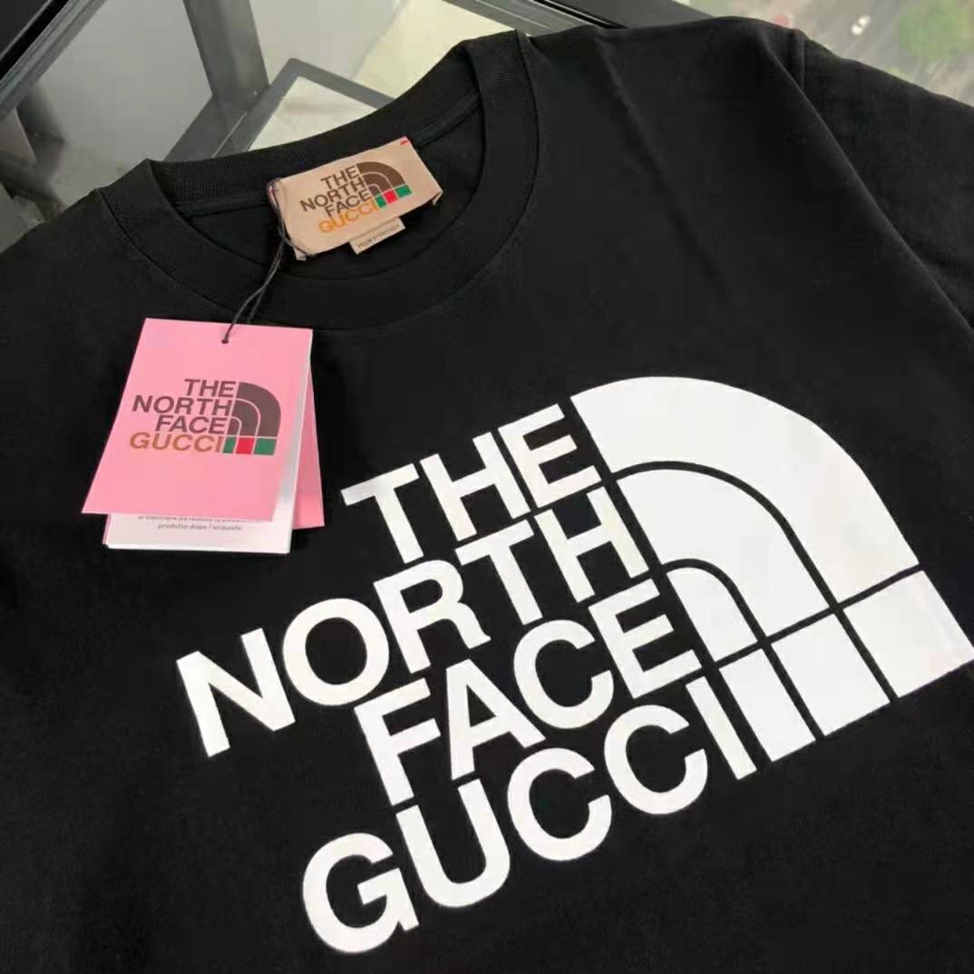 G*u*i women the north face x G*u*i cotton t-shirt black jersey crewneck oversize fit