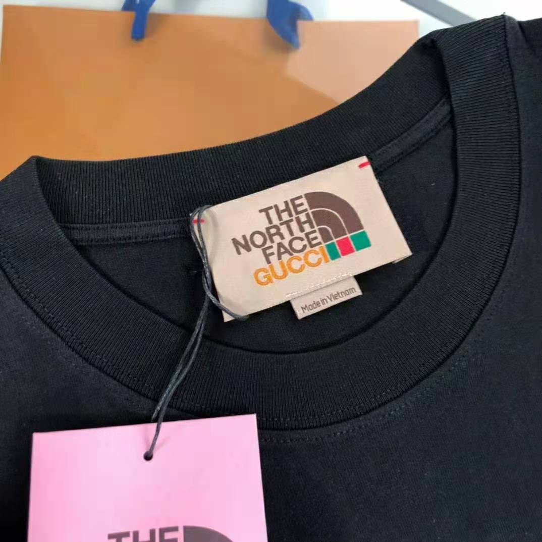 G*u*i women the north face x G*u*i cotton t-shirt black jersey crewneck oversize fit