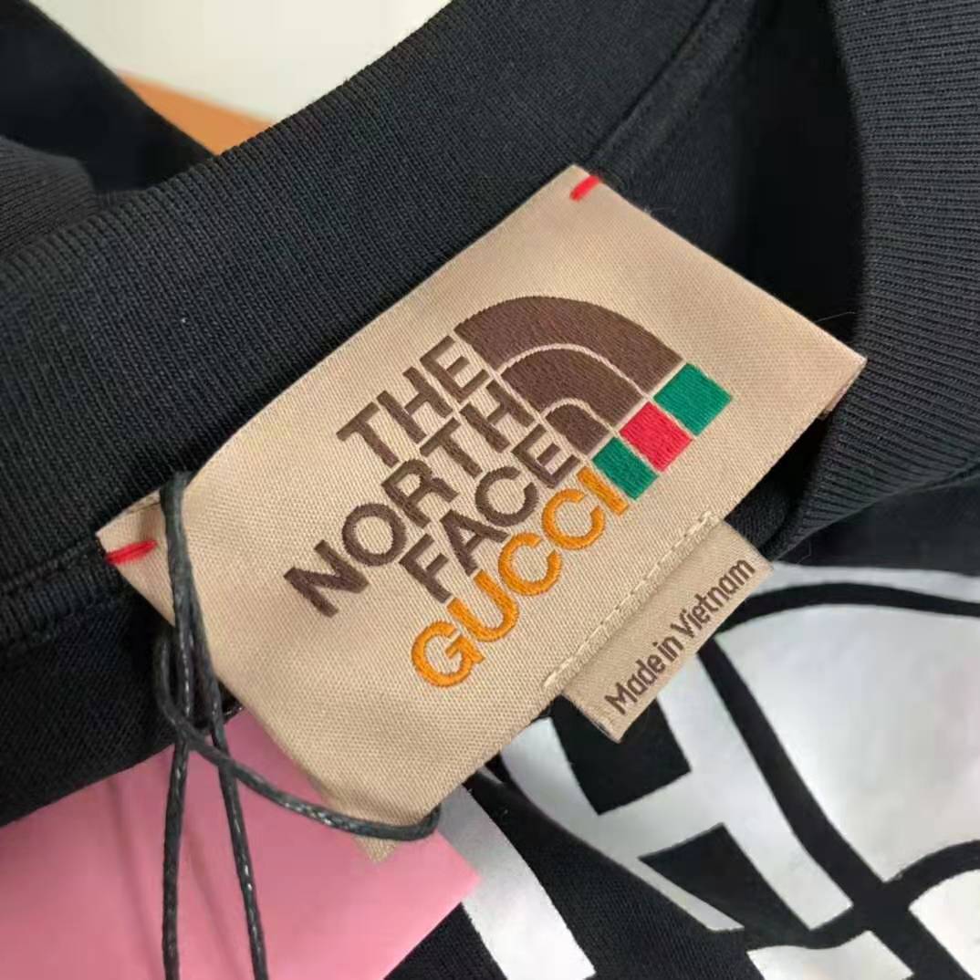 G*u*i women the north face x G*u*i cotton t-shirt black jersey crewneck oversize fit