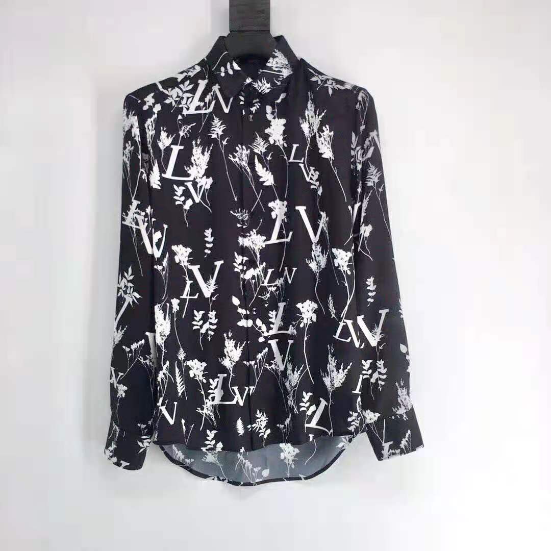 Louis Vuitton LV Women LV Printed Leaf Regular Long-Sleeved Silk Shirt