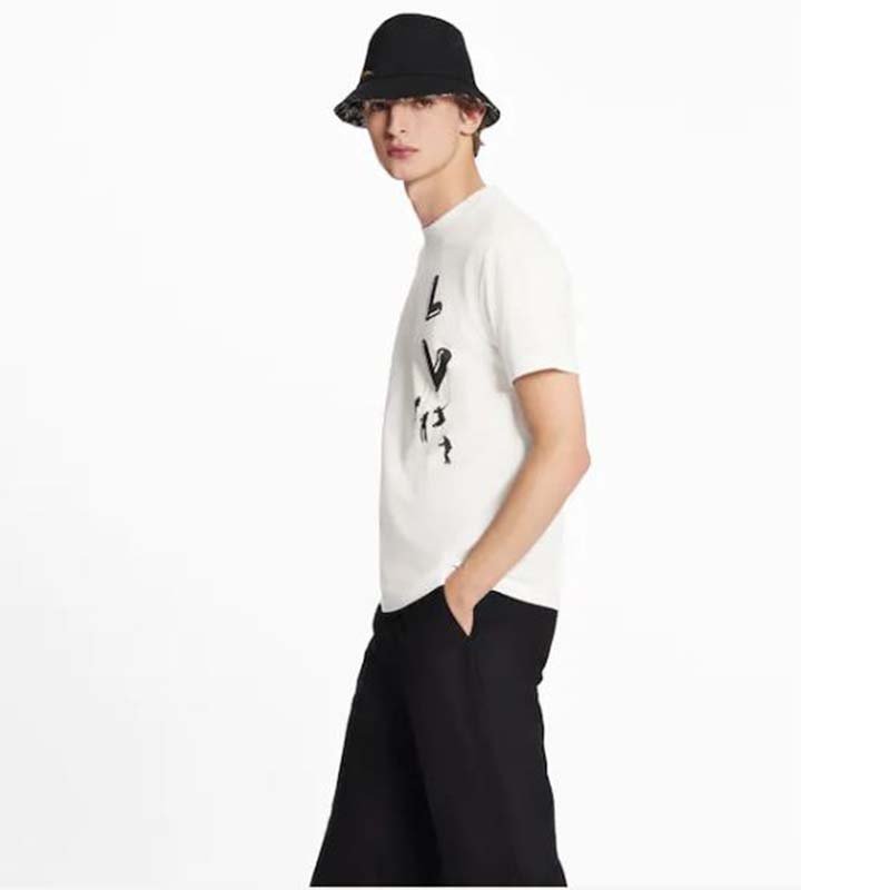 Louis Vuitton Men Floating LV Printed T-Shirt Cotton White Slim Fit