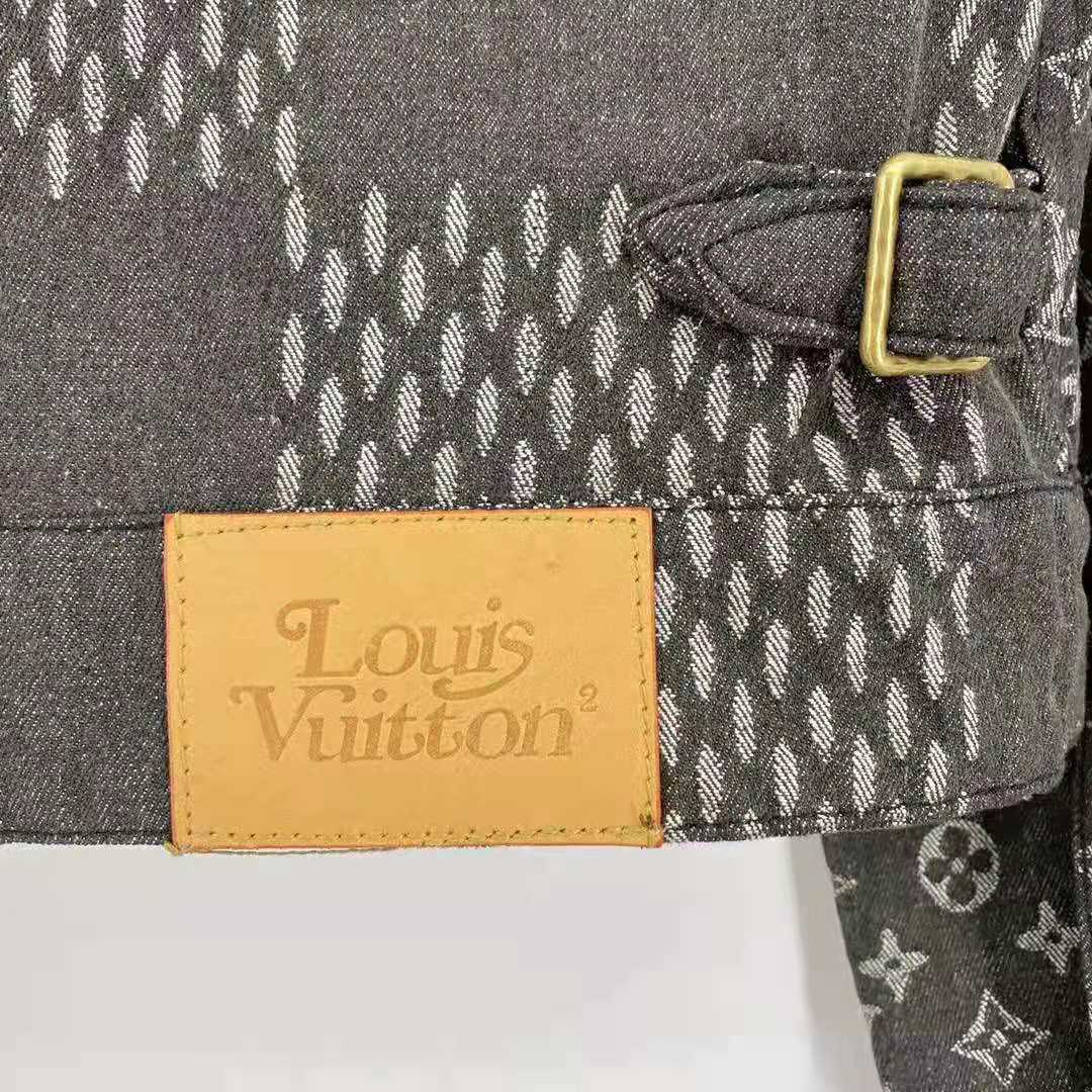 Louis Vuitton Men Giant Damier Waves Monogram Denim Jacket Cotton Regular Fit-Black