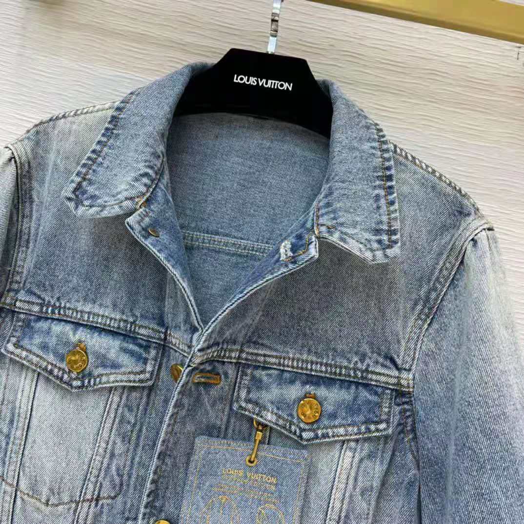 Louis Vuitton Women Staples Edition DNA Denim Jacket Cotton Indigo Regular Fit-Blue