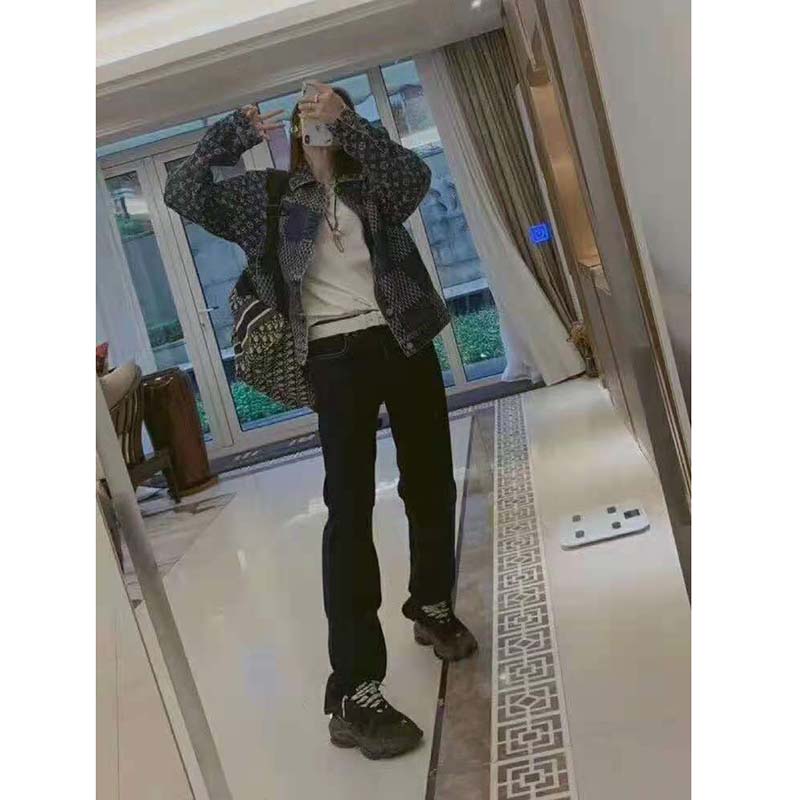 Louis Vuitton Women Giant Damier Waves Monogram Denim Jacket Cotton Regular Fit-Black