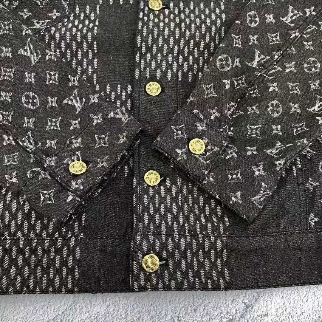 Louis Vuitton Women Giant Damier Waves Monogram Denim Jacket Cotton Regular Fit-Black
