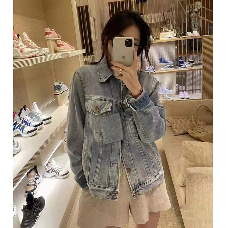 Louis Vuitton Women Staples Edition DNA Denim Jacket Cotton Indigo Regular Fit-Blue