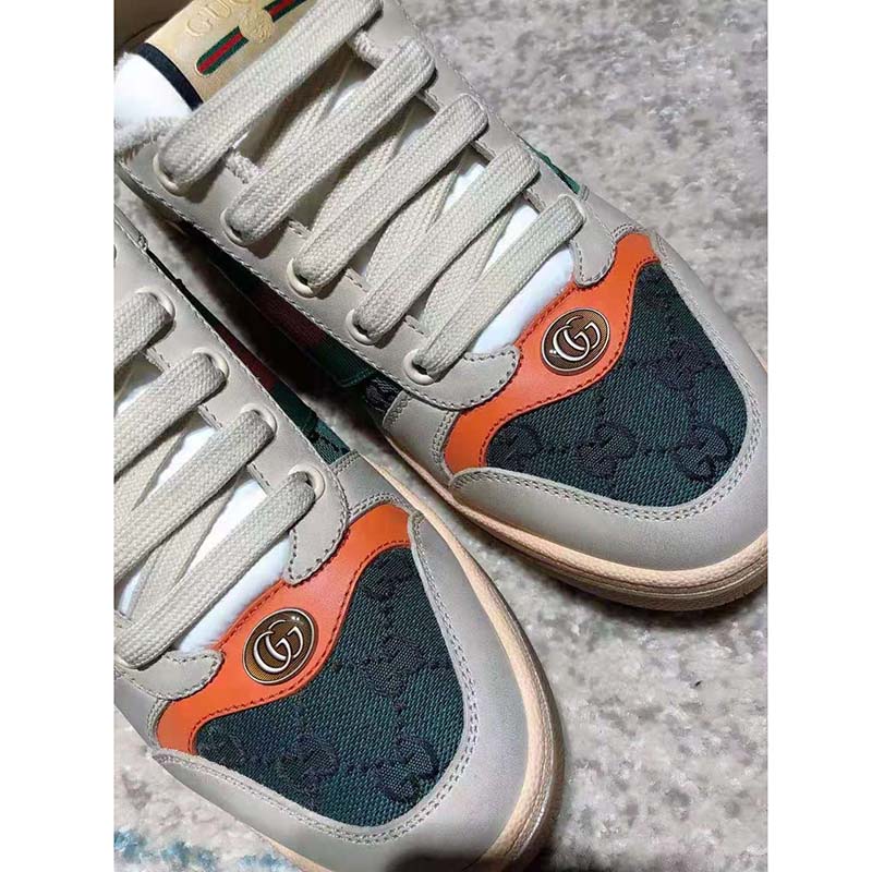 G*u*i gg men’s screener gg sneaker white leather and gg canvas