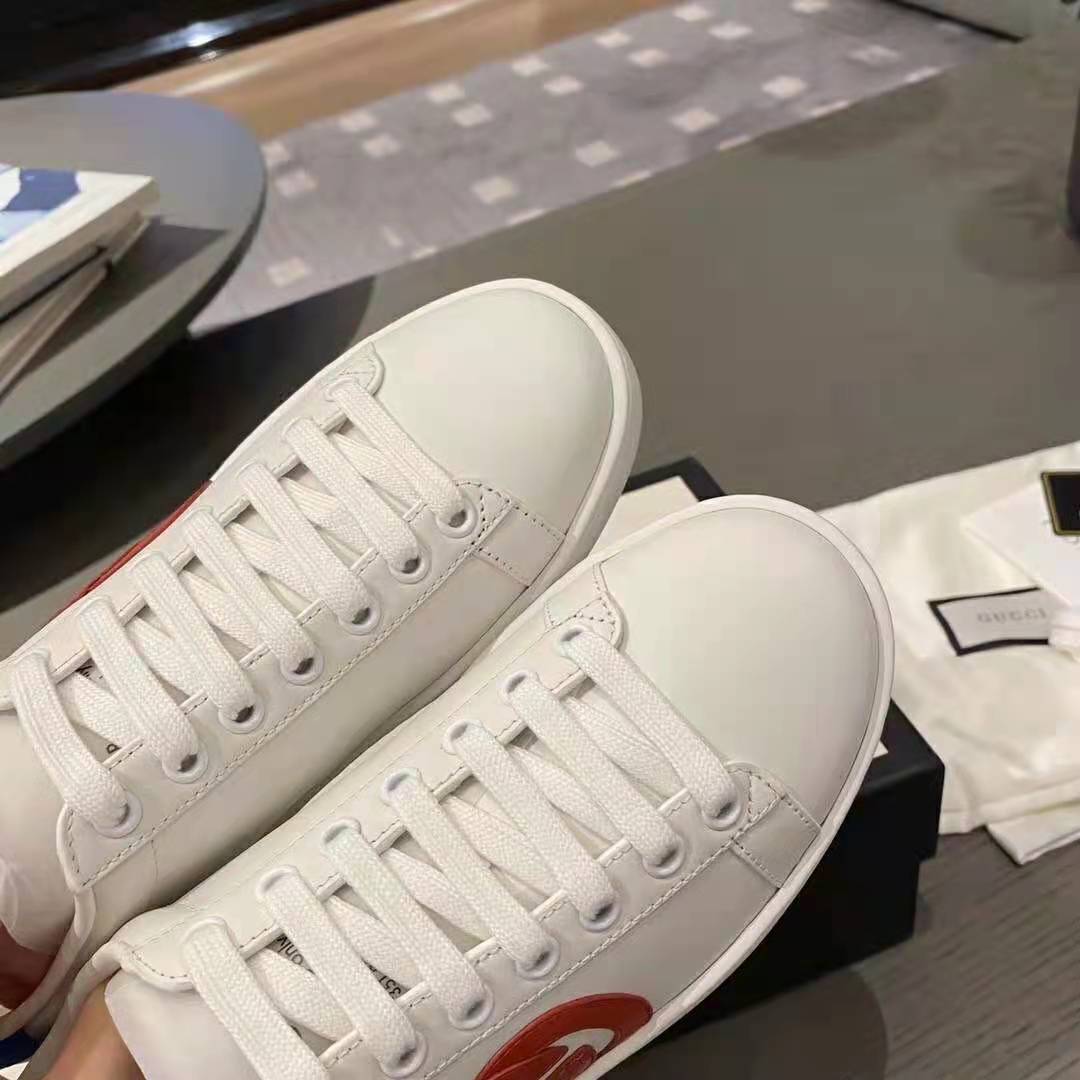 G*u*i gg unisex ace sneaker with interlocking g white leather 1.5 cm heel