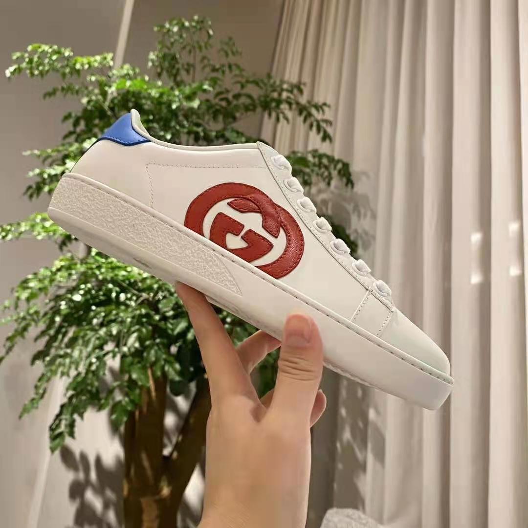 G*u*i gg unisex ace sneaker with interlocking g white leather 1.5 cm heel