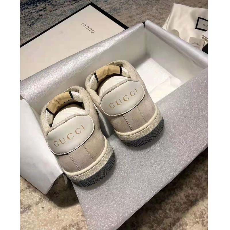 G*u*i gg unisex screener leather sneaker off-white leather white nylon