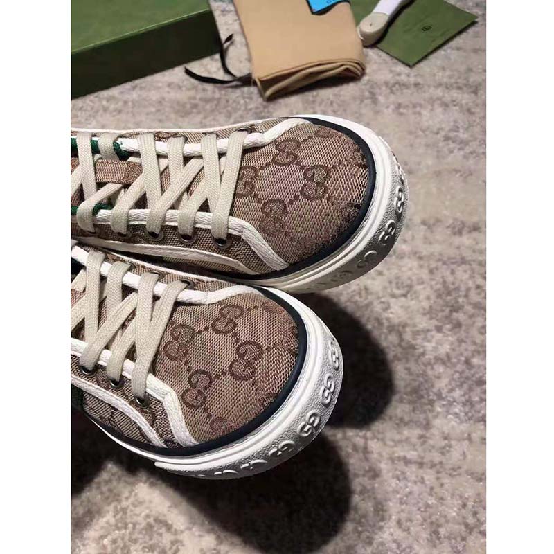 G*u*i men’s G*u*i tennis 1977 high top sneaker beige original gg canvas