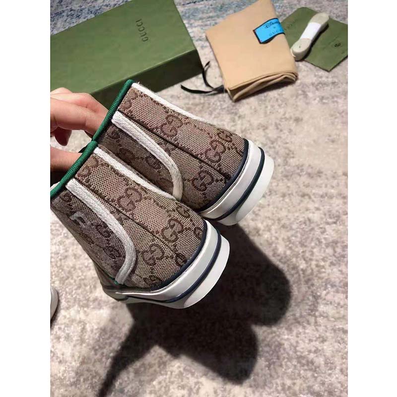 G*u*i men’s G*u*i tennis 1977 high top sneaker beige original gg canvas
